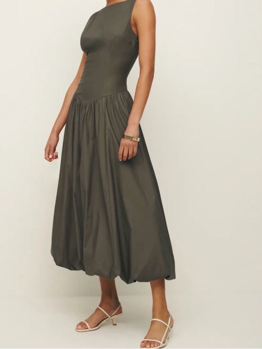 Reformation Elvira Dress in Olive - Picture 2 of 5